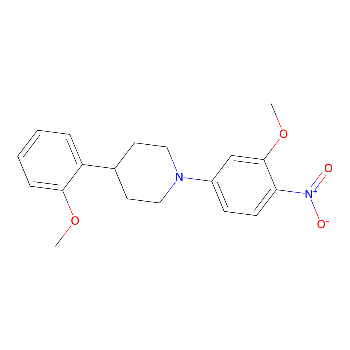 1-(3-Methoxy-4-nitrophenyl)-4-(2-methoxyphenyl)piperidine molecular structure, CAS 301334-96-3