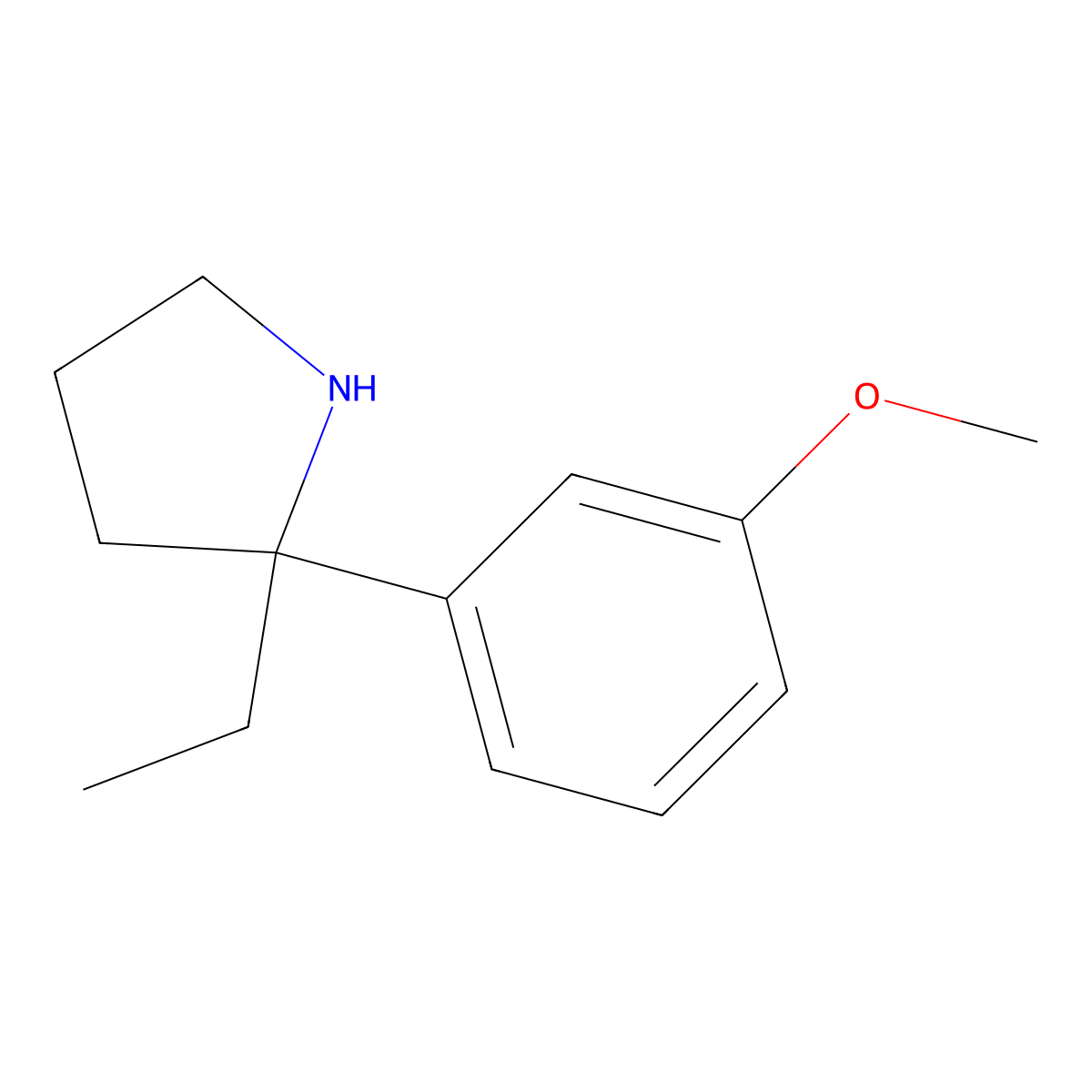 2-Ethyl-2-(3-methoxyphenyl)pyrrolidine molecular structure, CAS 301335-01-3