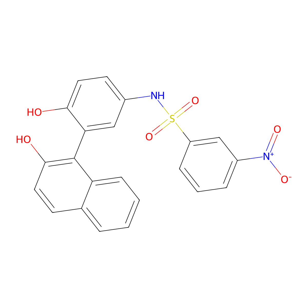 N-[4-hydroxy-3-(2-hydroxynaphthalen-1-yl)phenyl]-3-nitrobenzenesulfonamide molecular structure, CAS 301336-45-8