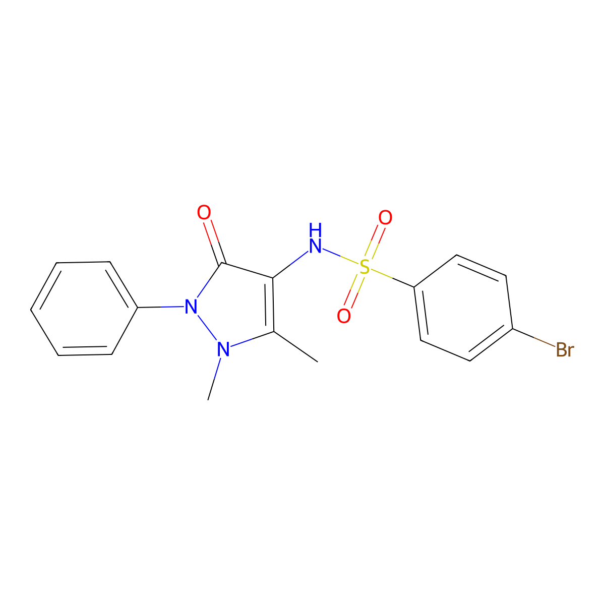 4-bromo-N-(1,5-dimethyl-3-oxo-2-phenyl-2,3-dihydro-1H-pyrazol-4-yl)benzenesulfonamide molecular structure, CAS 301337-57-5