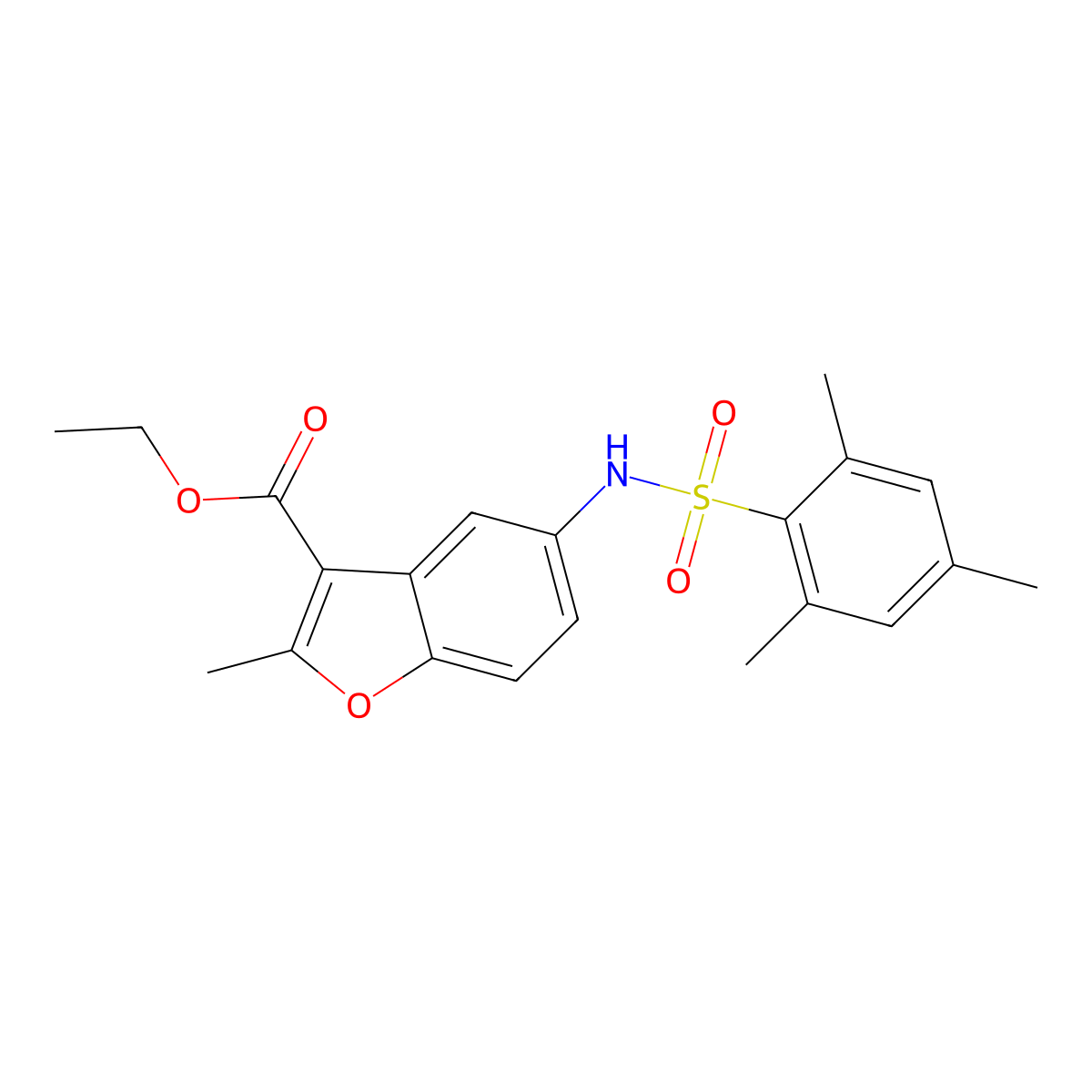 Ethyl 5-[(mesitylsulfonyl)amino]-2-methyl-1-benzofuran-3-carboxylate molecular structure, CAS 301337-74-6