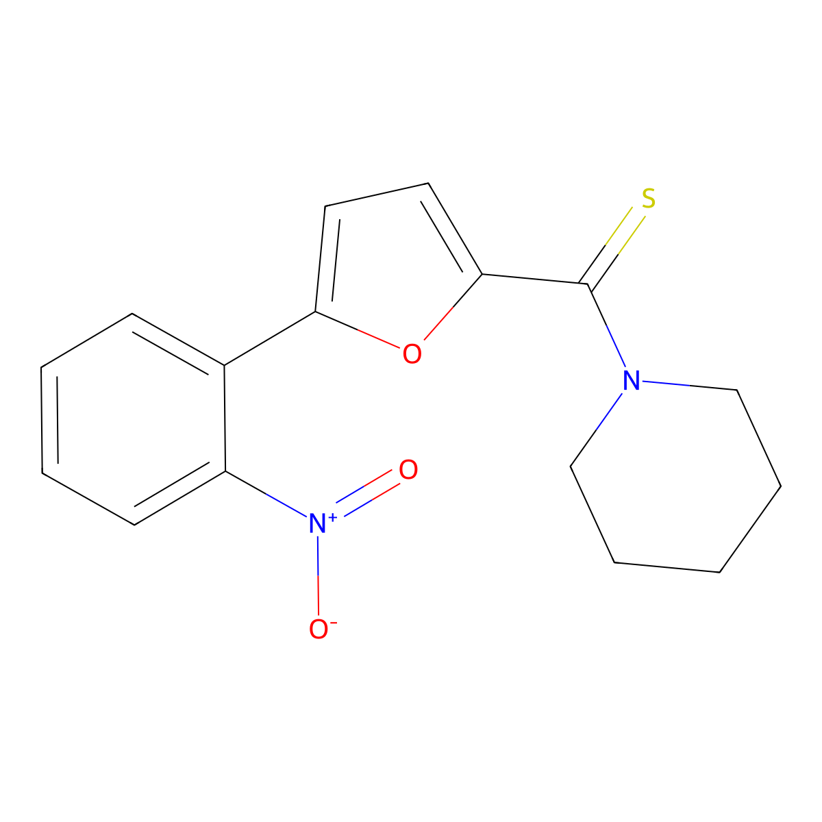 (5-(2-Nitrophenyl)furan-2-yl)(piperidin-1-yl)methanethione molecular structure, CAS 301338-94-3