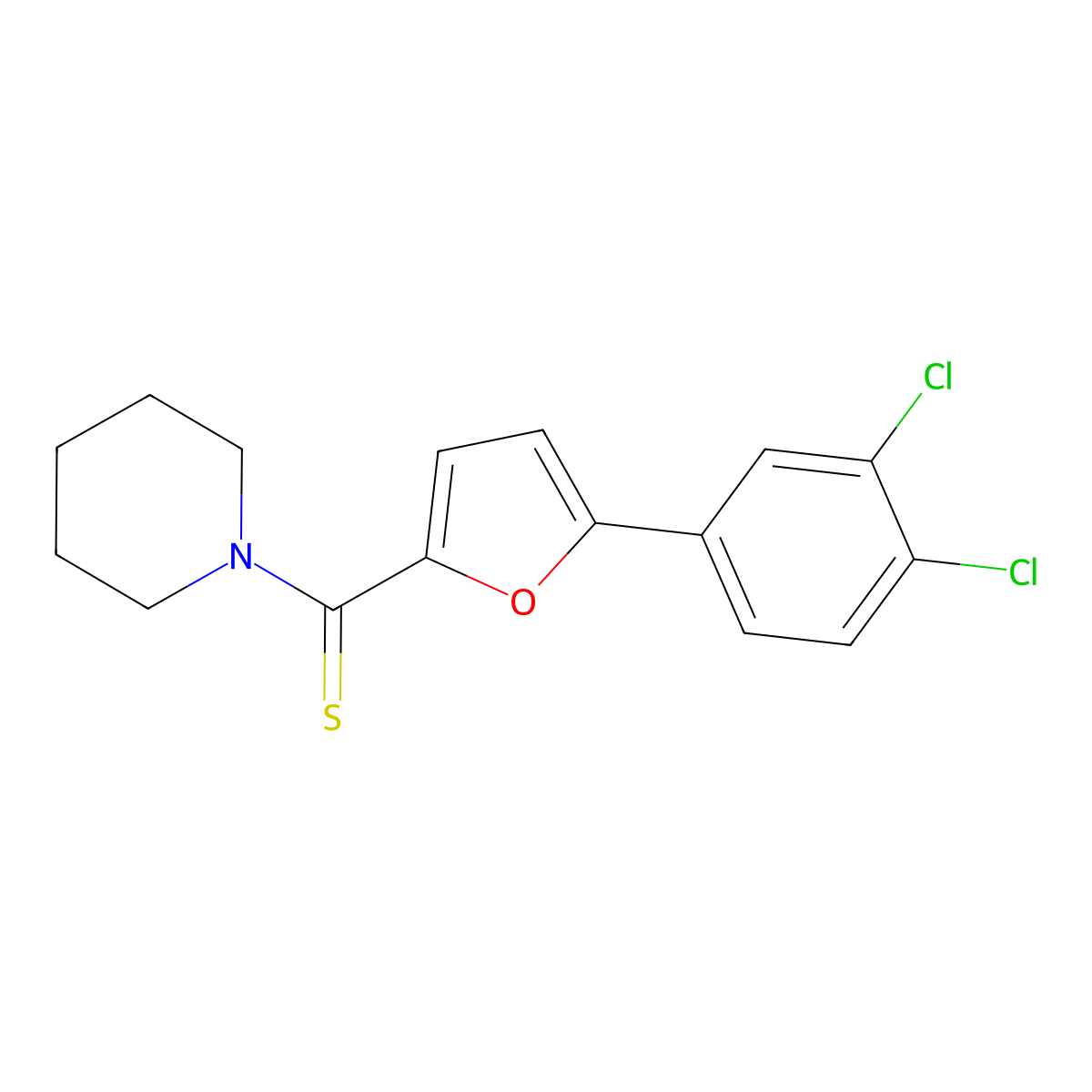 [5-(3,4-Dichlorophenyl)furan-2-yl]-piperidin-1-ylmethanethione molecular structure, CAS 301338-95-4