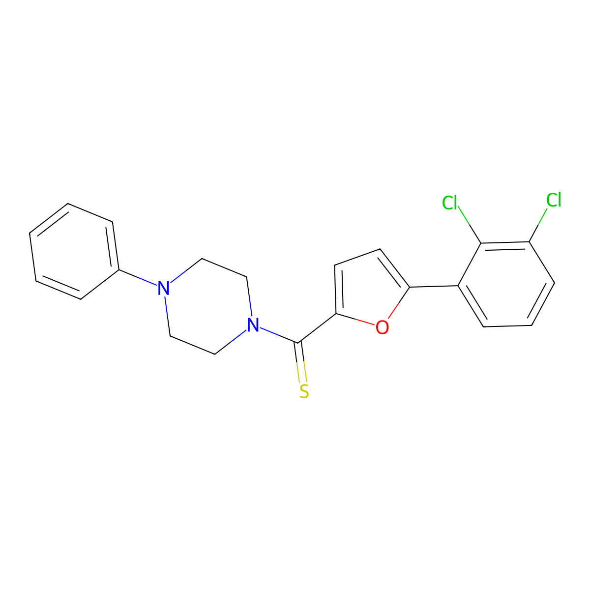 [5-(2,3-Dichlorophenyl)furan-2-yl]-(4-phenylpiperazin-1-yl)methanethione molecular structure, CAS 301338-99-8