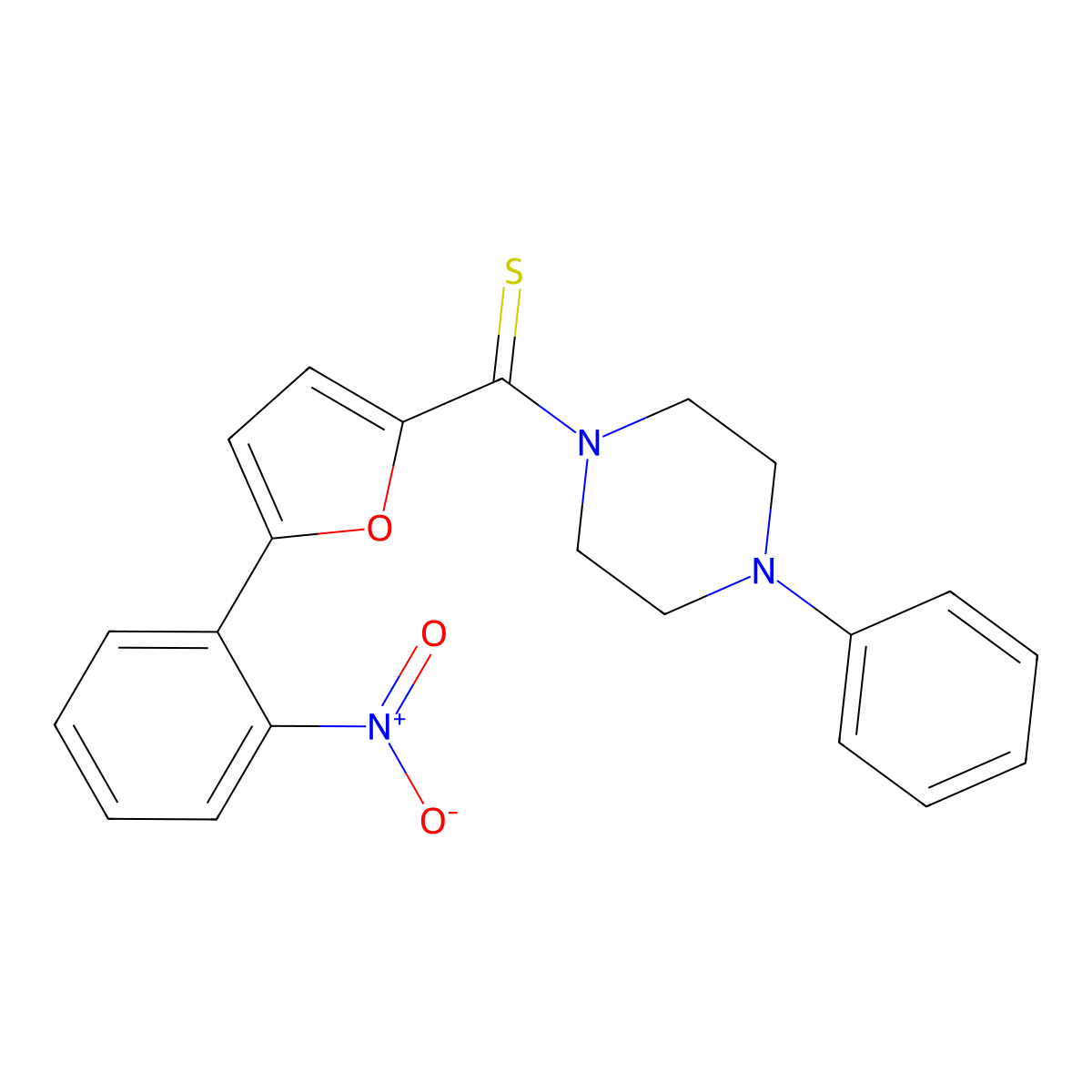 (5-(2-Nitrophenyl)furan-2-yl)(4-phenylpiperazin-1-yl)methanethione molecular structure, CAS 301339-03-7