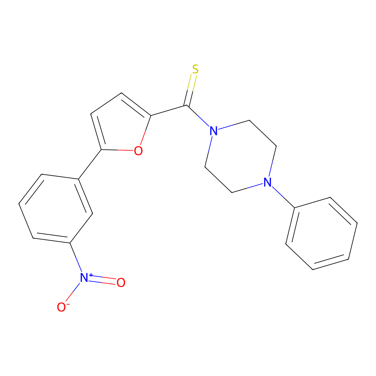 (5-(3-Nitrophenyl)furan-2-yl)(4-phenylpiperazin-1-yl)methanethione molecular structure, CAS 301339-04-8