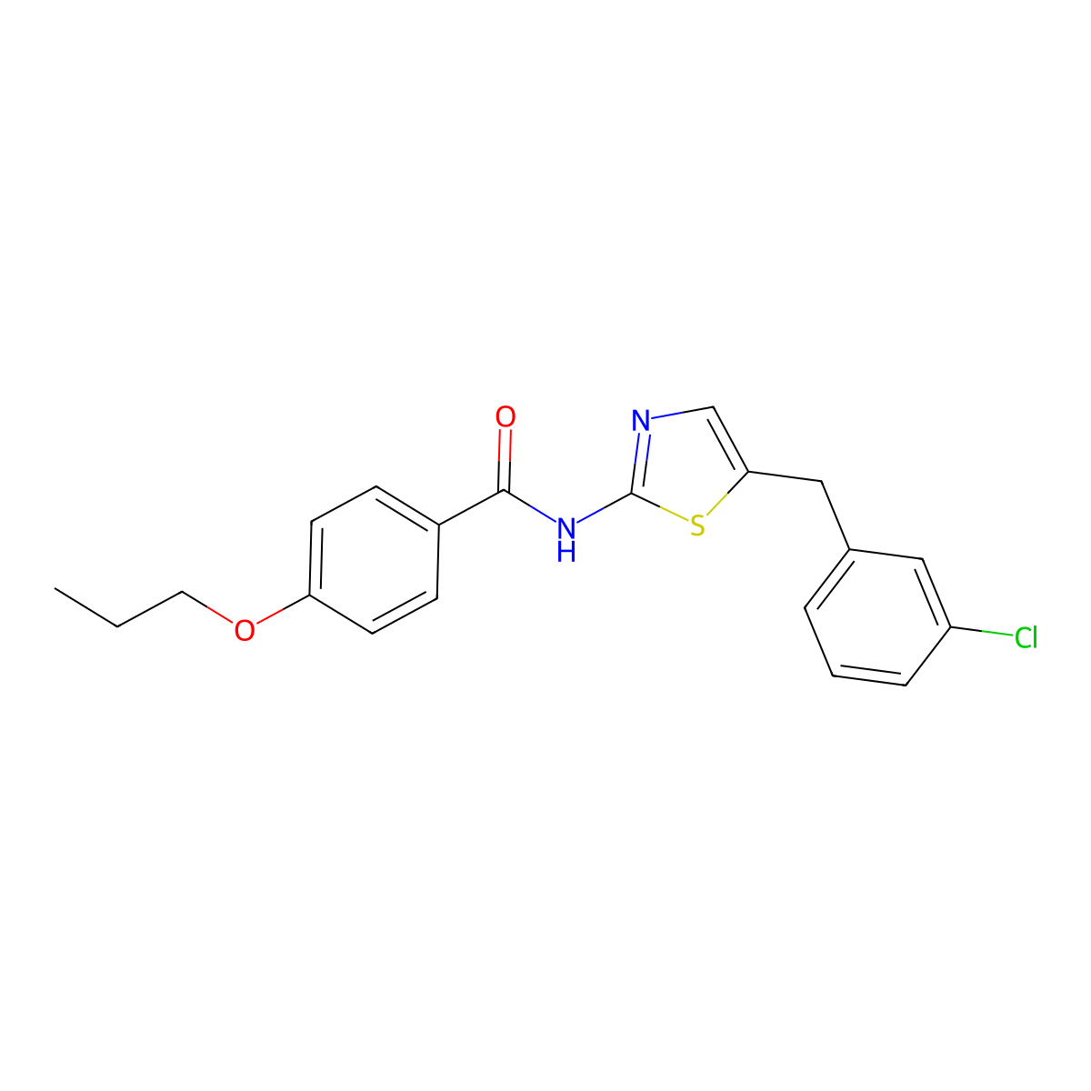 N-[5-[(3-chlorophenyl)methyl]-1,3-thiazol-2-yl]-4-propoxybenzamide molecular structure, CAS 301341-25-3