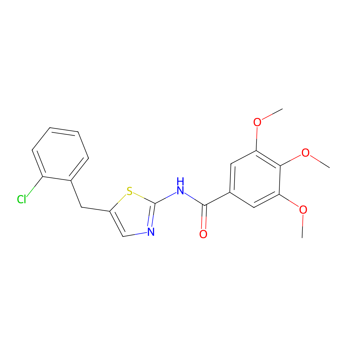N-(5-(2-chlorobenzyl)thiazol-2-yl)-3,4,5-trimethoxybenzamide molecular structure, CAS 301341-27-5