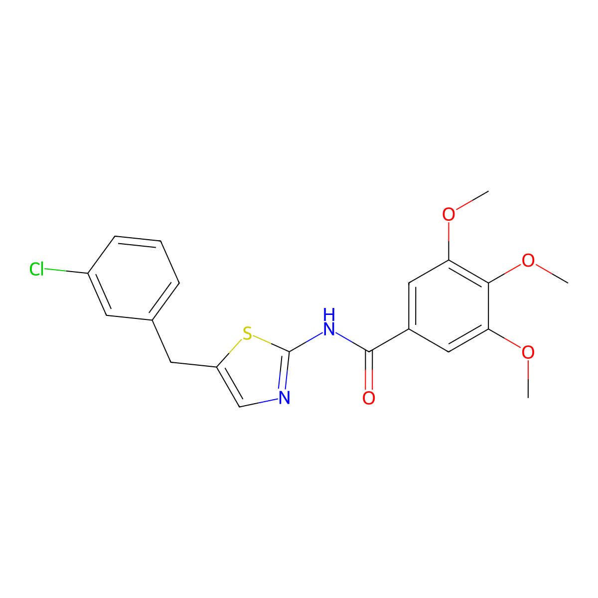N-(5-(3-chlorobenzyl)thiazol-2-yl)-3,4,5-trimethoxybenzamide molecular structure, CAS 301341-28-6