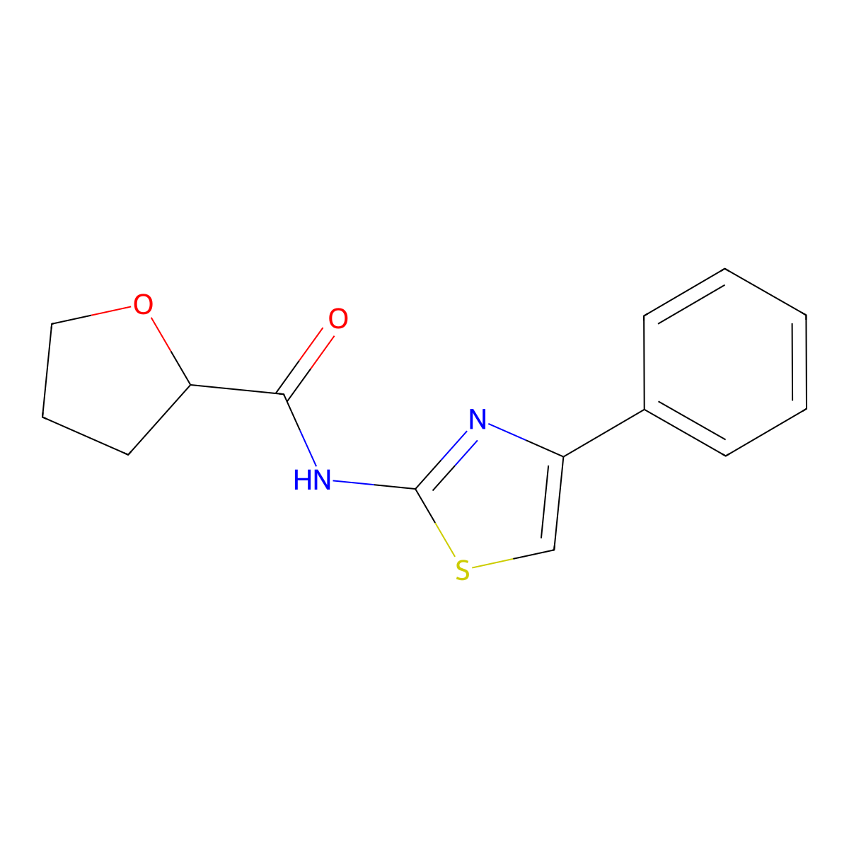 N-(4-phenyl-1,3-thiazol-2-yl)oxolane-2-carboxamide molecular structure, CAS 301341-32-2