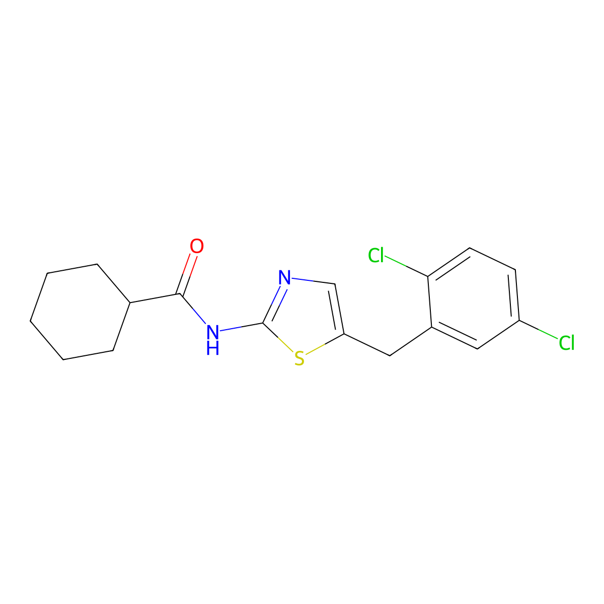 N-[5-(2,5-dichlorobenzyl)-1,3-thiazol-2-yl]cyclohexanecarboxamide molecular structure, CAS 301341-44-6