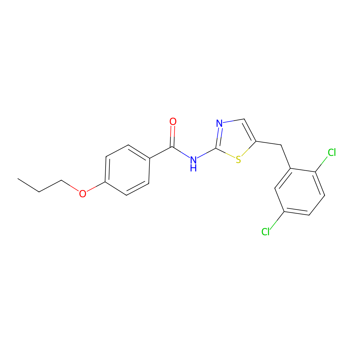 N-{5-[(2,5-Dichlorophenyl)methyl]-1,3-thiazol-2-YL}-4-propoxybenzamide molecular structure, CAS 301341-45-7