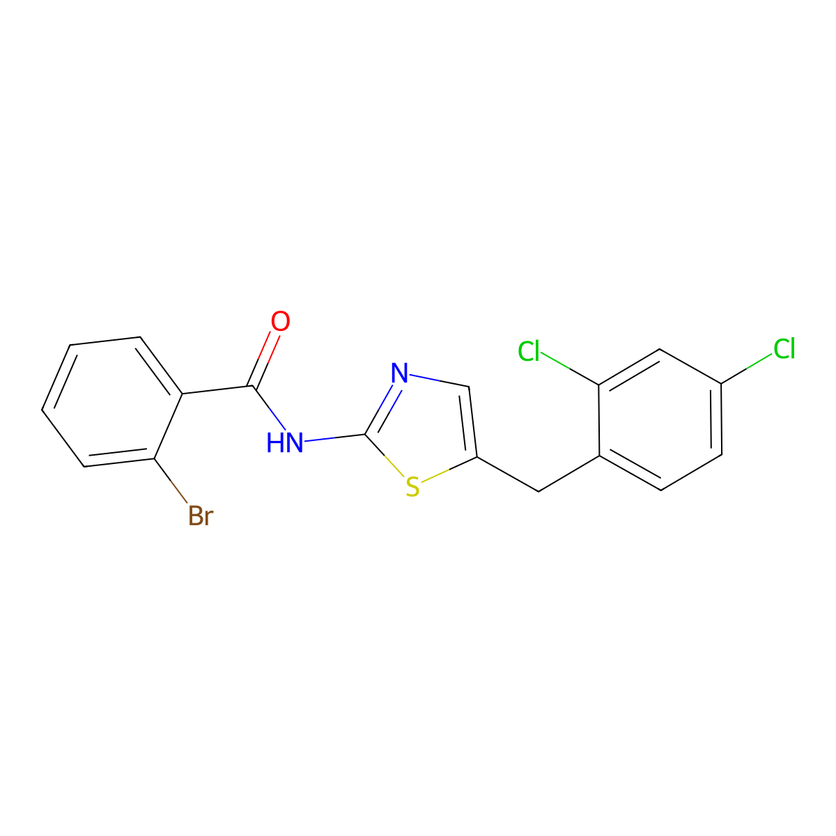 2-bromo-N-[5-(2,4-dichlorobenzyl)-1,3-thiazol-2-yl]benzamide molecular structure, CAS 301341-49-1