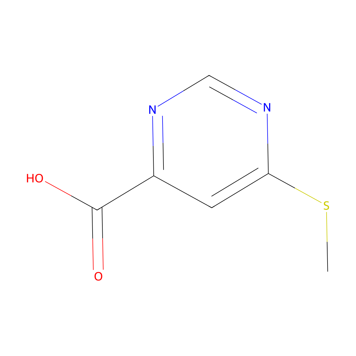 6-(Methylthio)pyrimidine-4-carboxylic acid molecular structure, CAS 301342-78-9