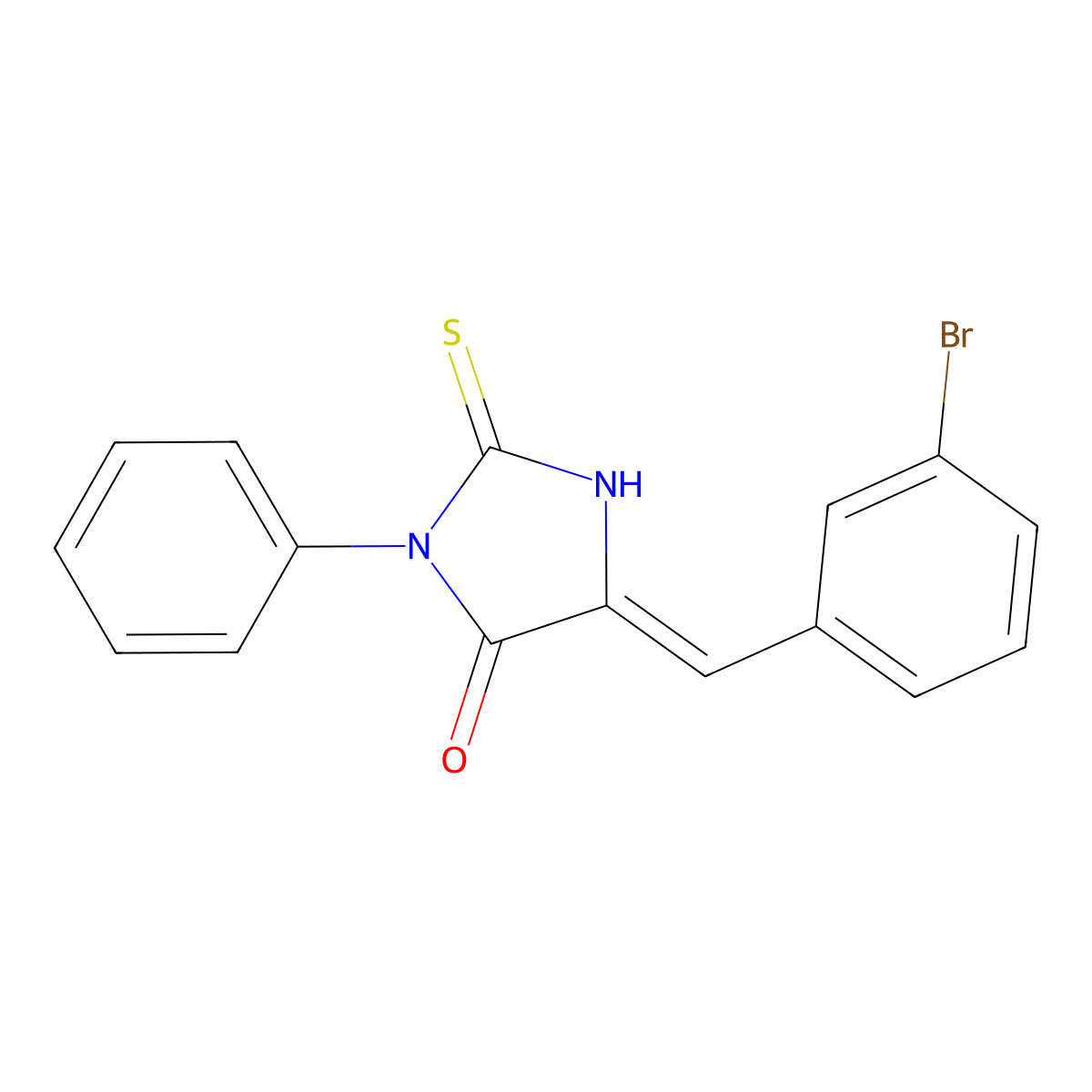 (5E)-5-(3-bromobenzylidene)-2-mercapto-3-phenyl-3,5-dihydro-4H-imidazol-4-one molecular structure, CAS 301343-53-3