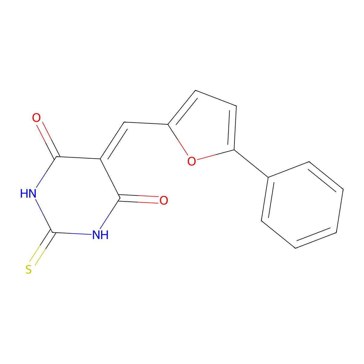 5-[(5-Phenylfuran-2-yl)methylidene]-2-sulfanylidene-1,3-diazinane-4,6-dione molecular structure, CAS 301348-67-4