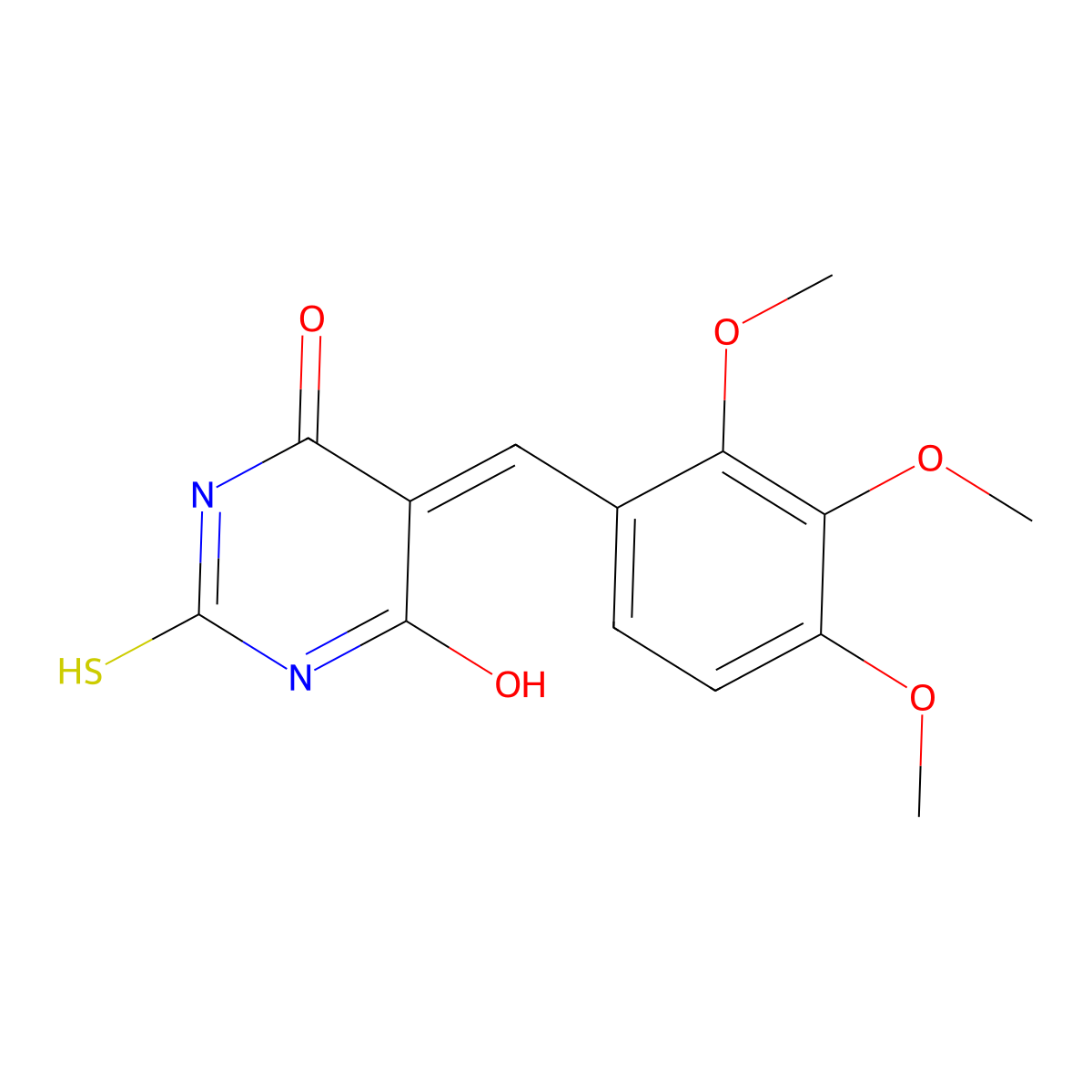 2-Sulfanylidene-5-[(2,3,4-trimethoxyphenyl)methylidene]-1,3-diazinane-4,6-dione molecular structure, CAS 301351-66-6
