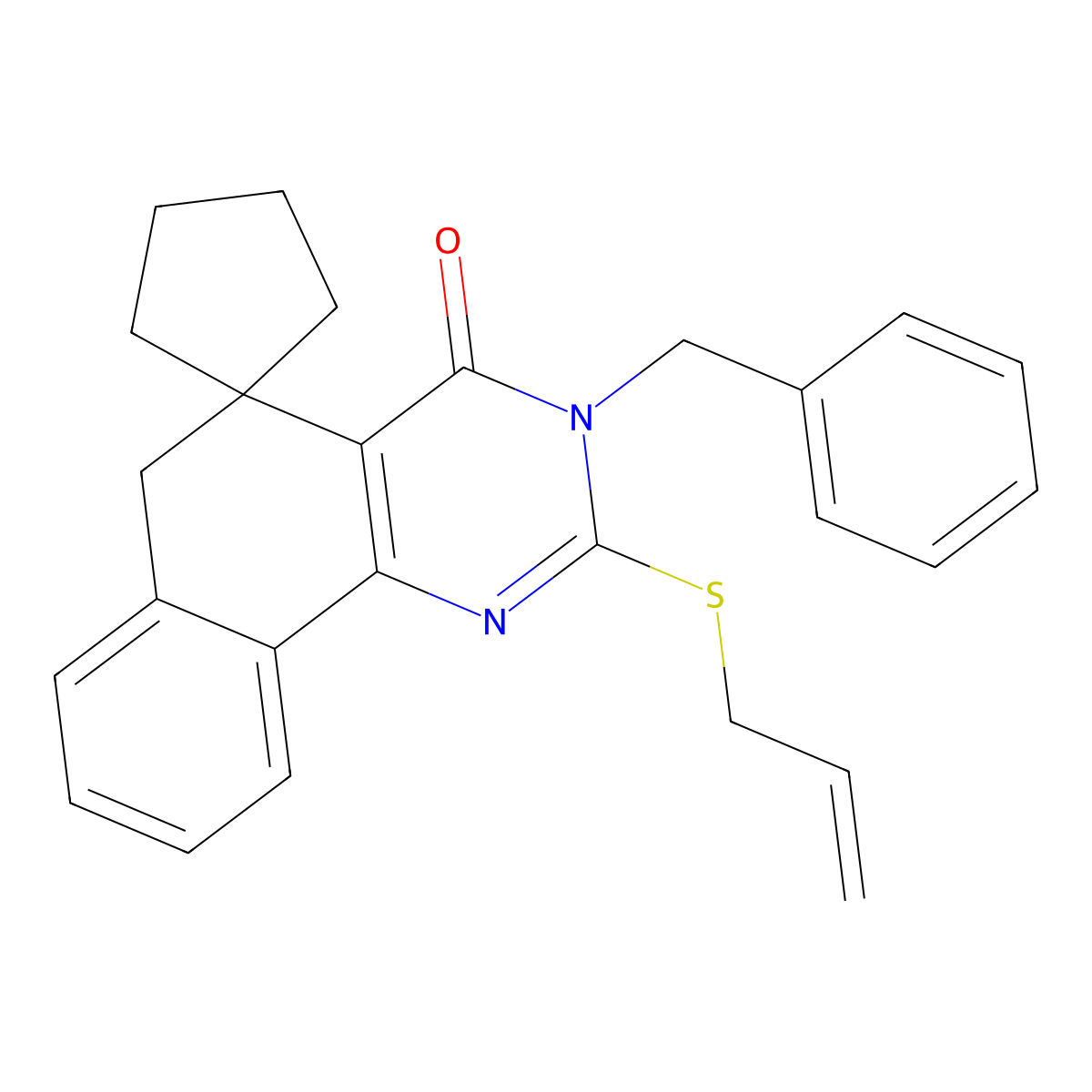 2-(allylsulfanyl)-3-benzyl-5,6-dihydrospiro(benzo[h]quinazoline-5,1'-cyclopentane)-4(3H)-one molecular structure, CAS 301352-33-0