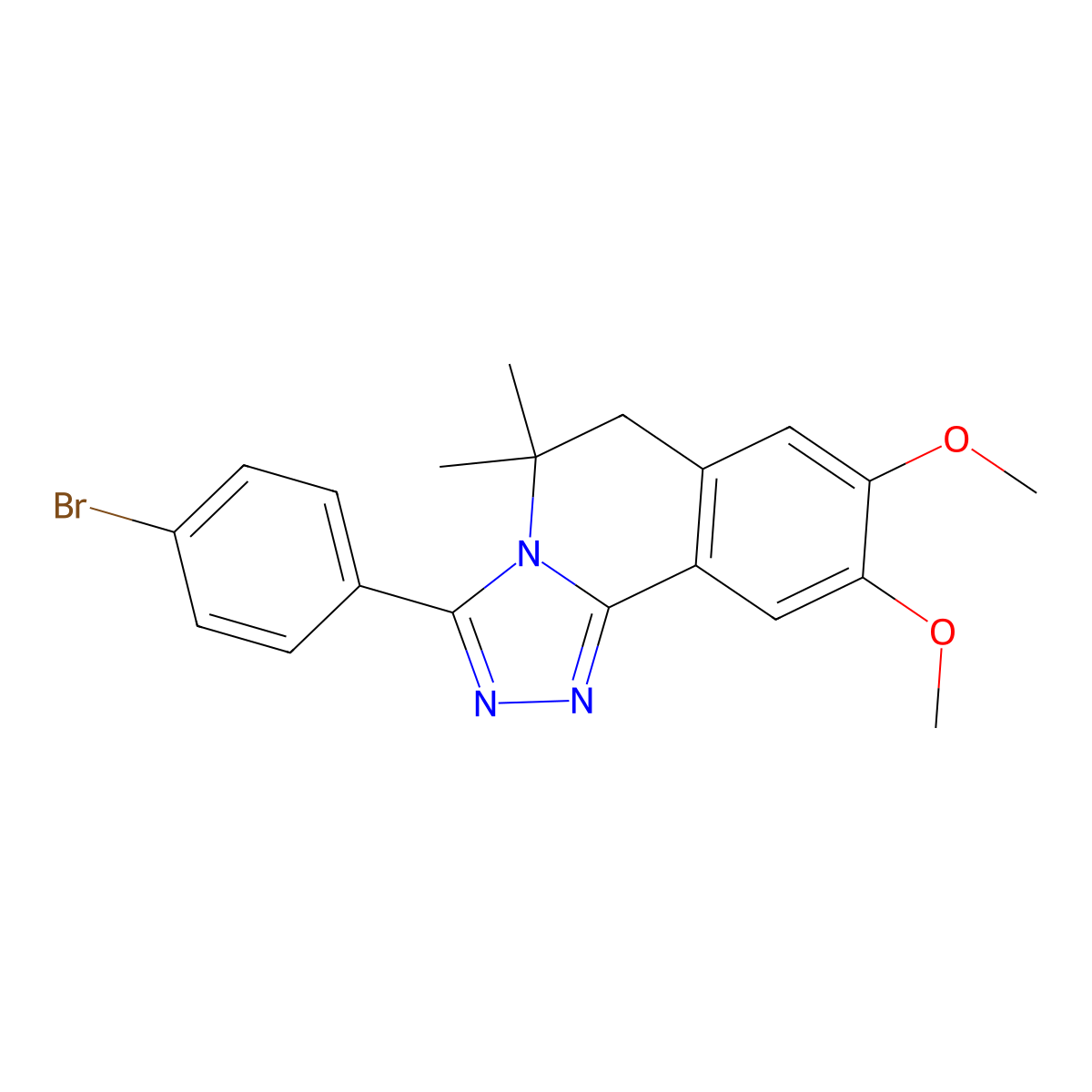 3-(4-bromophenyl)-8,9-dimethoxy-5,5-dimethyl-6H-[1,2,4]triazolo[3,4-a]isoquinoline molecular structure, CAS 301352-52-3