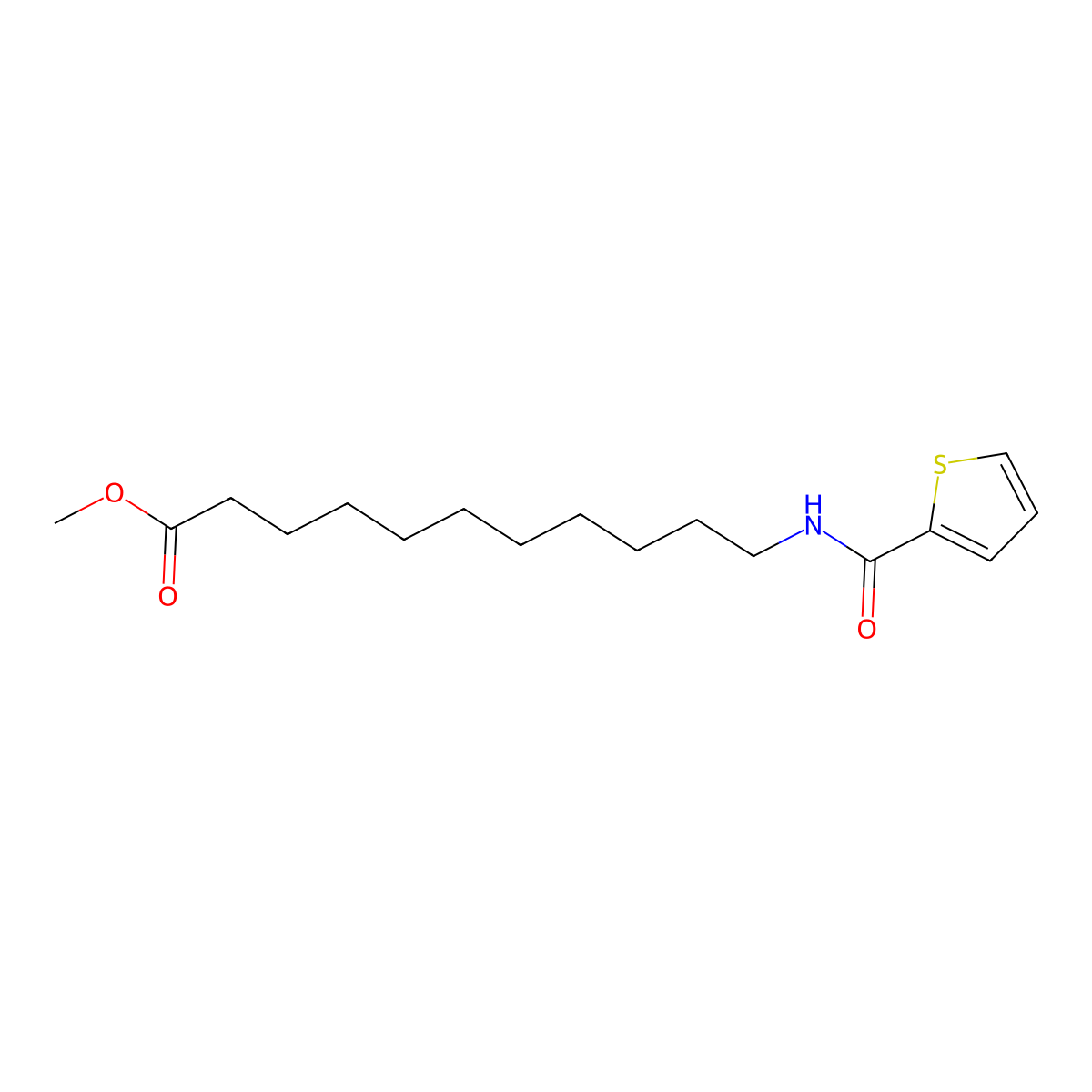 Methyl 11-(2-thienylcarbonylamino)undecanoate molecular structure, CAS 301352-61-4