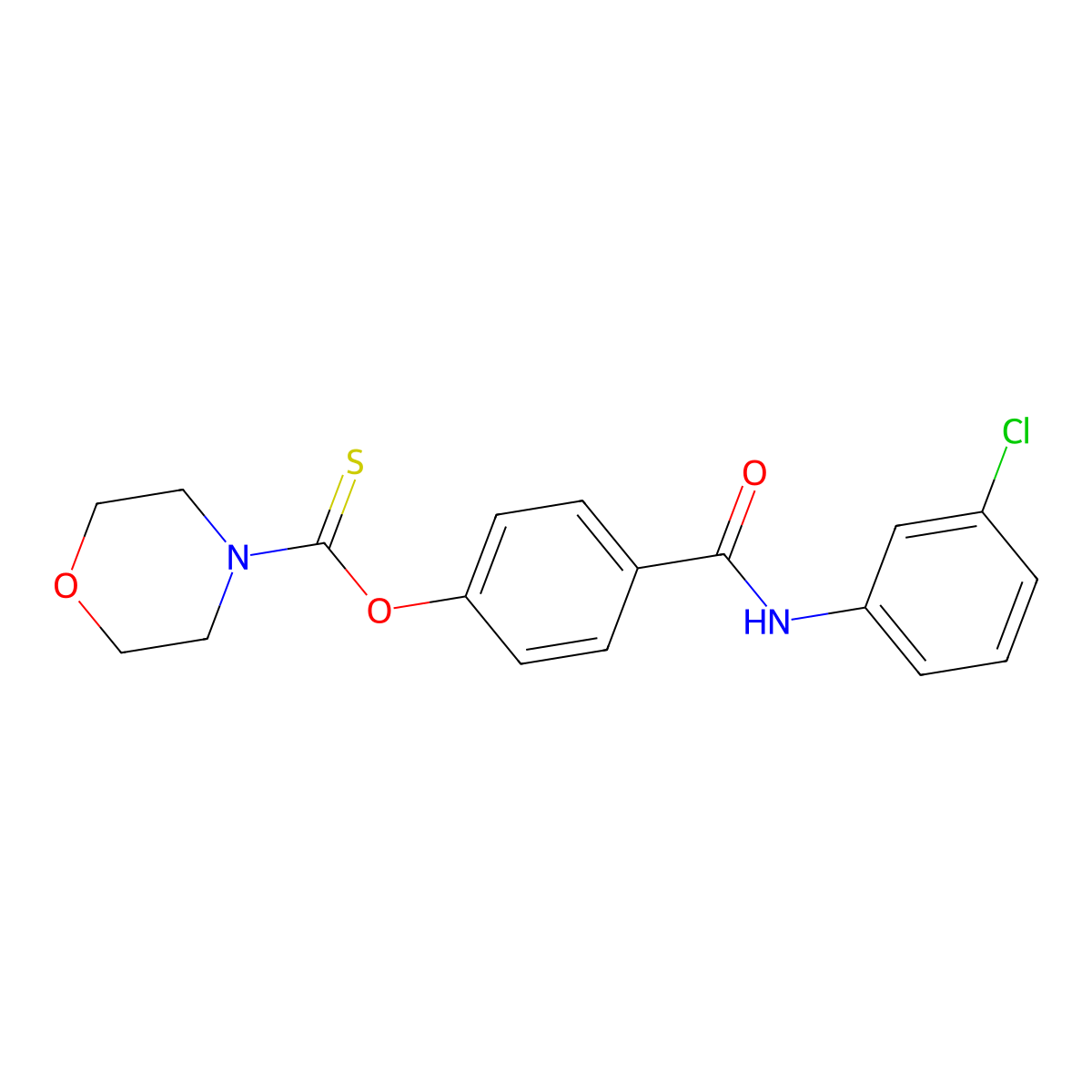 O-[4-[(3-chlorophenyl)carbamoyl]phenyl] morpholine-4-carbothioate molecular structure, CAS 301352-83-0