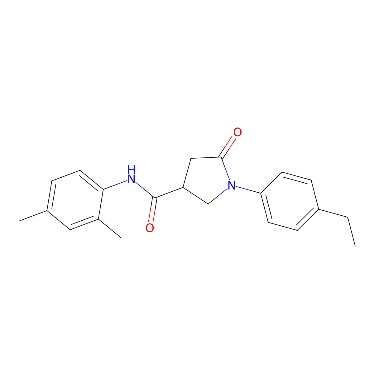 N-(2,4-dimethylphenyl)-1-(4-ethylphenyl)-5-oxopyrrolidine-3-carboxamide molecular structure, CAS 301352-86-3