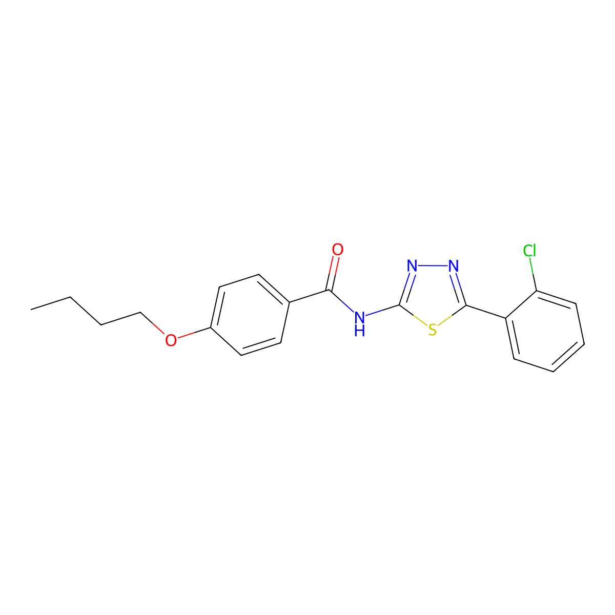 4-butoxy-N-[5-(2-chlorophenyl)-1,3,4-thiadiazol-2-yl]benzamide molecular structure, CAS 301353-01-5