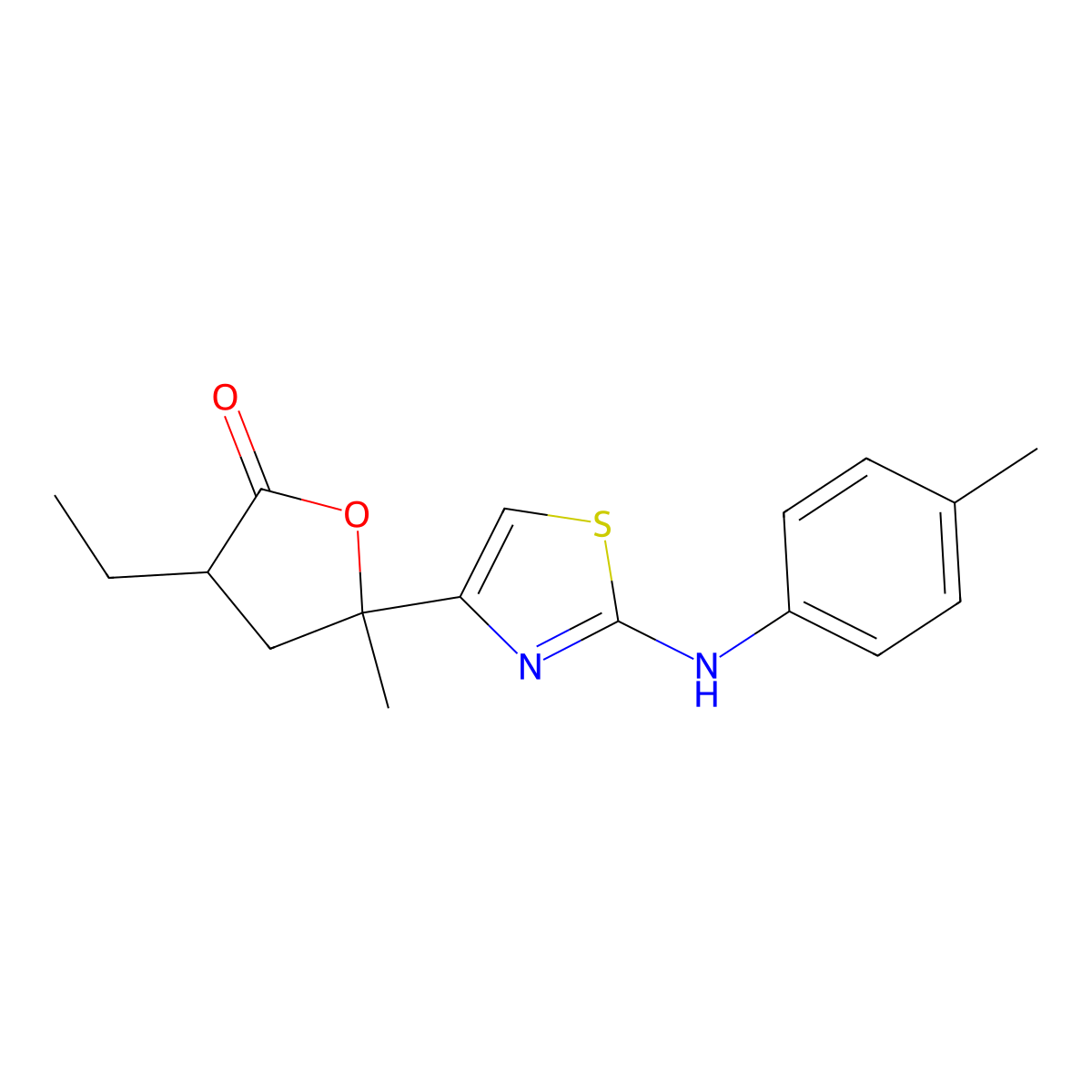 3-Ethyl-5-methyl-5-[2-(4-methylanilino)-1,3-thiazol-4-yl]oxolan-2-one molecular structure, CAS 301353-06-0