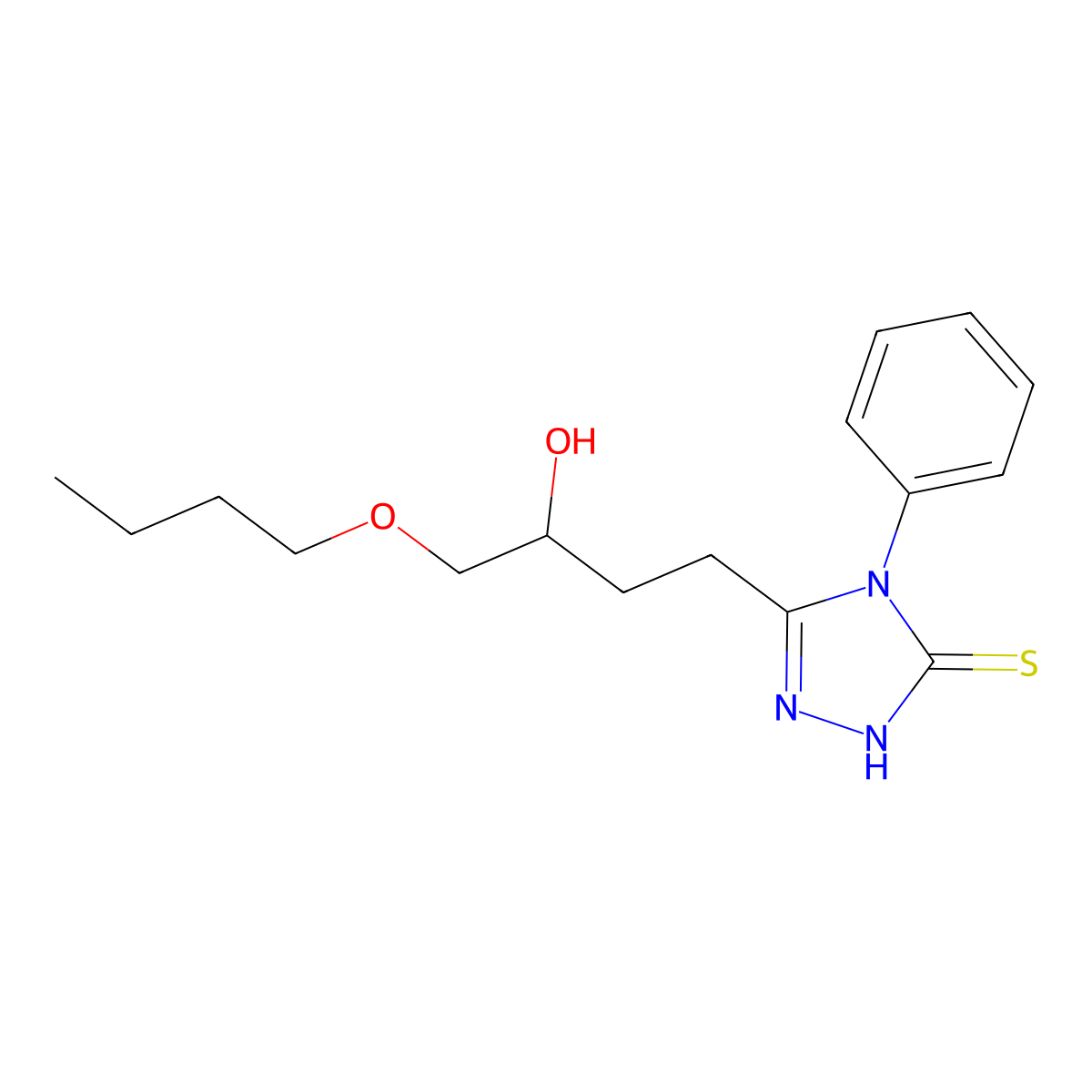 3-(4-butoxy-3-hydroxybutyl)-4-phenyl-1H-1,2,4-triazole-5-thione molecular structure, CAS 301353-18-4