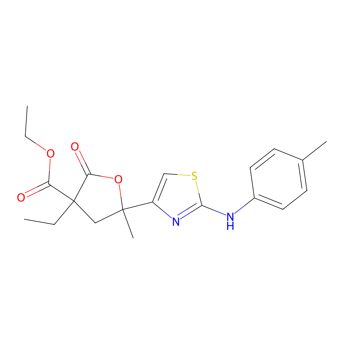 Ethyl 3-ethyl-5-methyl-5-[2-(4-methylanilino)-1,3-thiazol-4-yl]-2-oxooxolane-3-carboxylate molecular structure, CAS 301353-20-8