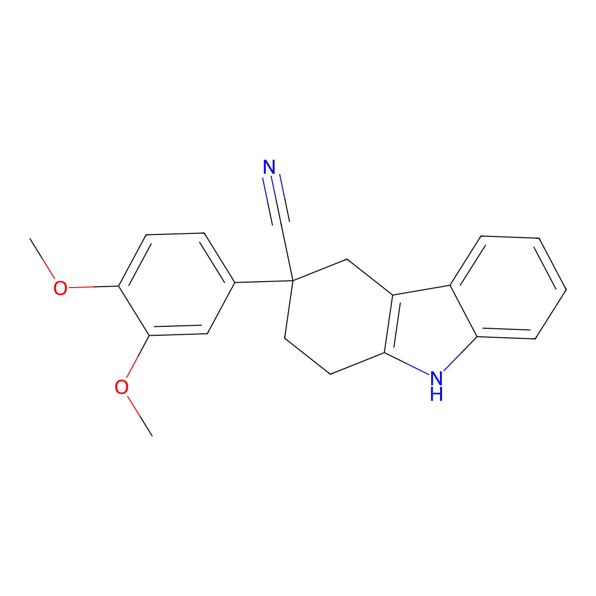 3-(3,4-dimethoxyphenyl)-2,3,4,9-tetrahydro-1H-carbazole-3-carbonitrile molecular structure, CAS 301353-37-7