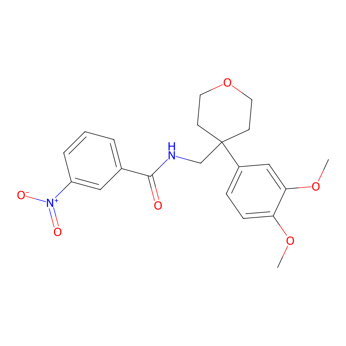 N-[[4-(3,4-dimethoxyphenyl)oxan-4-yl]methyl]-3-nitrobenzamide molecular structure, CAS 301353-38-8