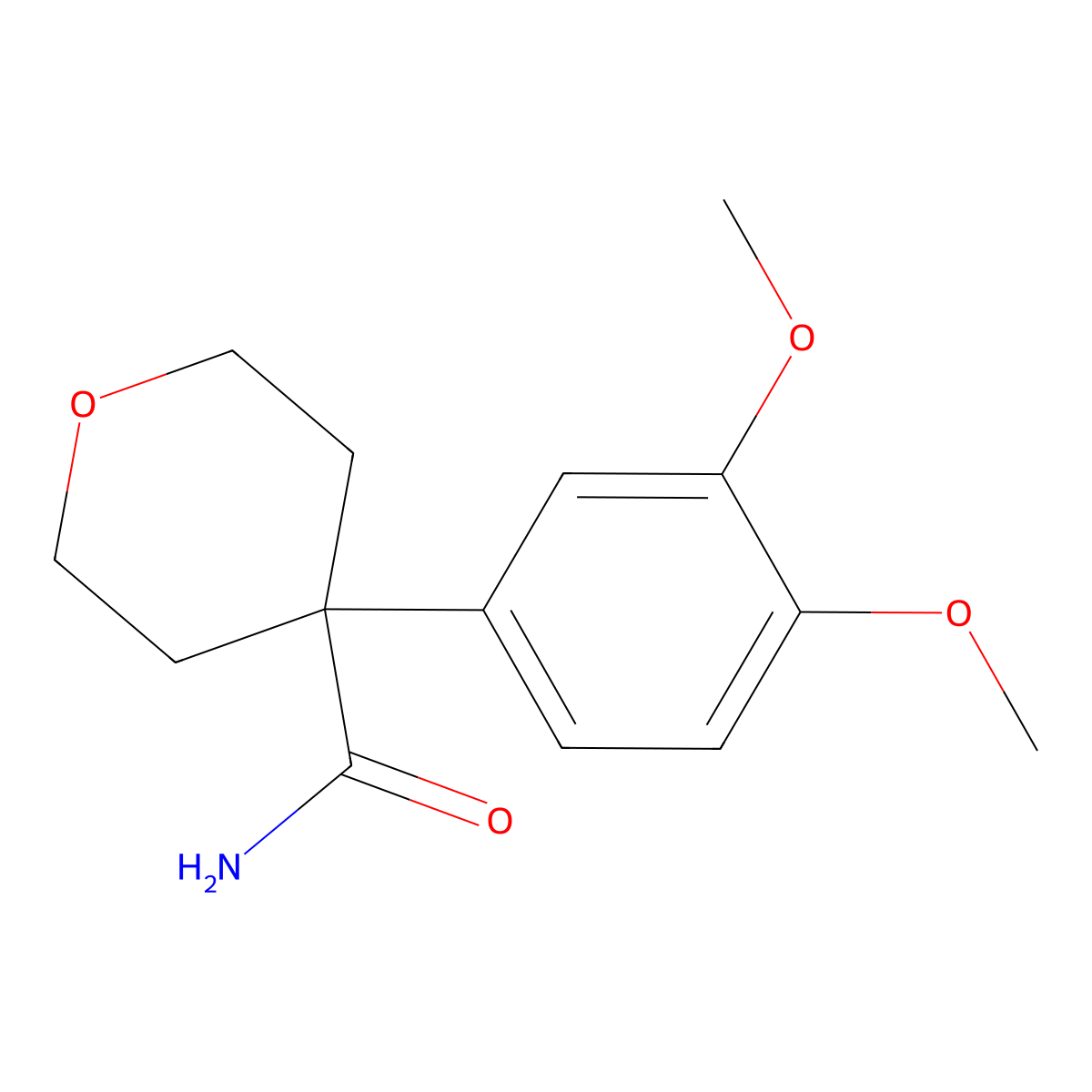 4-(3,4-Dimethoxyphenyl)oxane-4-carboxamide molecular structure, CAS 301353-39-9