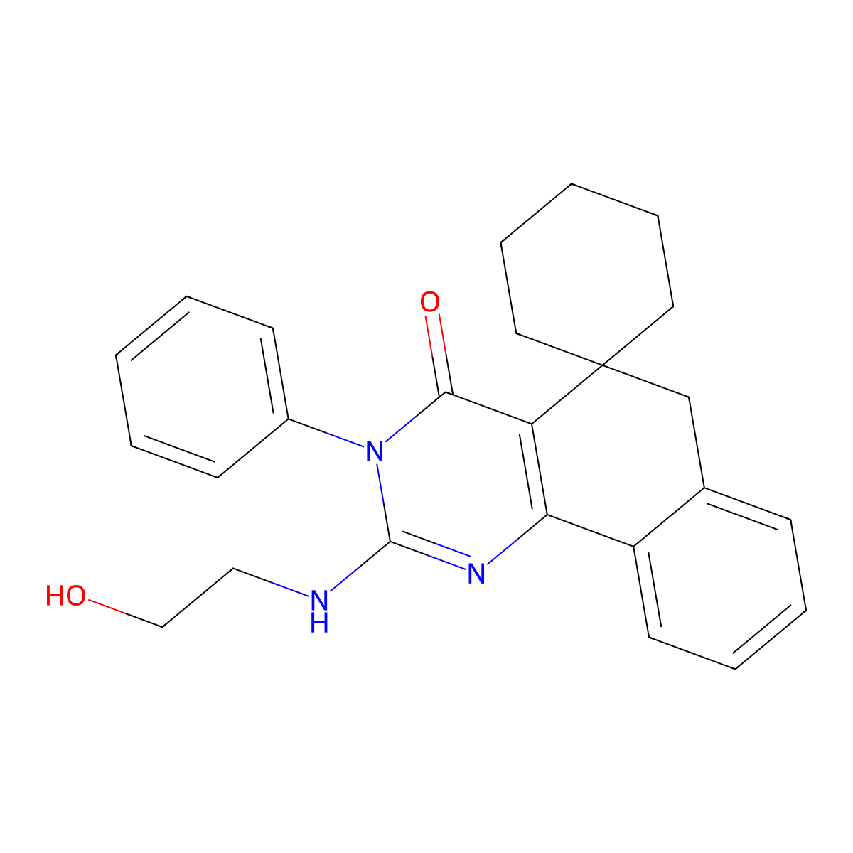 2-(2-hydroxyethylamino)-3-phenylspiro[6H-benzo[h]quinazoline-5,1'-cyclohexane]-4-one molecular structure, CAS 301353-41-3