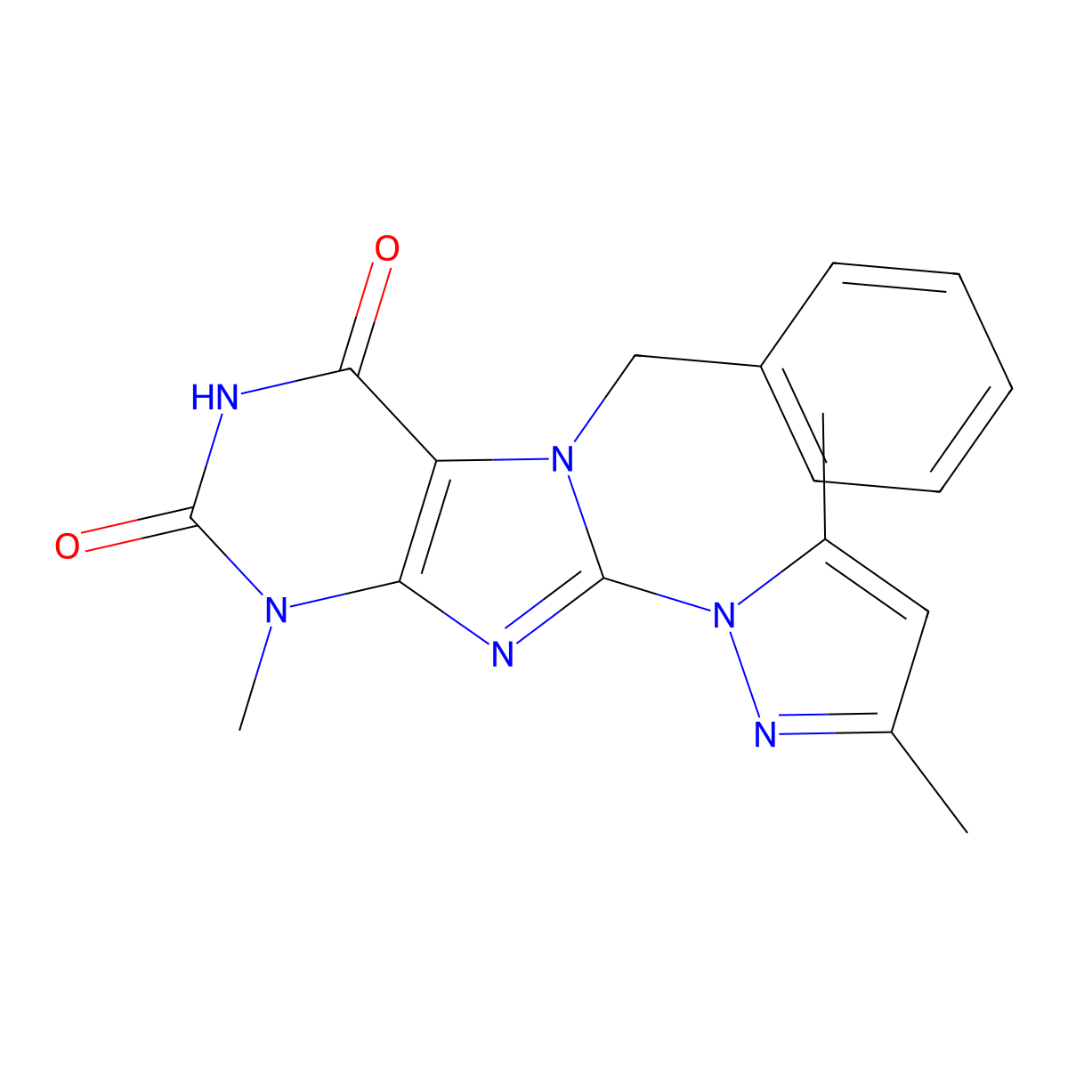 7-Benzyl-8-(3,5-dimethyl-pyrazol-1-yl)-3-methyl-3,7-dihydro-purine-2,6-dione molecular structure, CAS 301353-76-4
