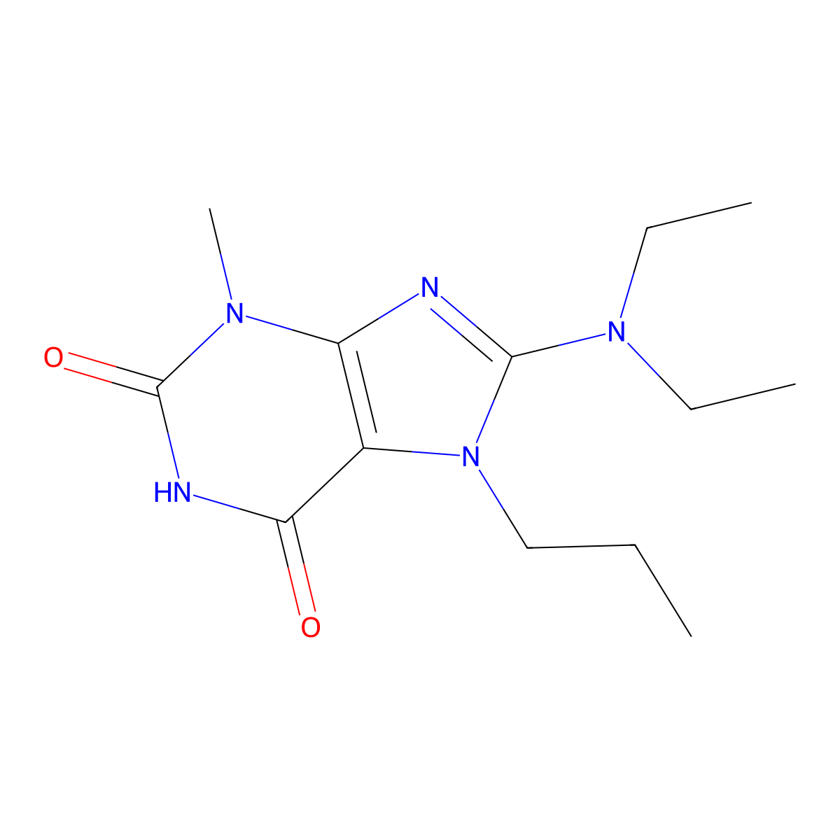 8-(diethylamino)-3-methyl-7-propyl-2,3,6,7-tetrahydro-1H-purine-2,6-dione molecular structure, CAS 301353-83-3
