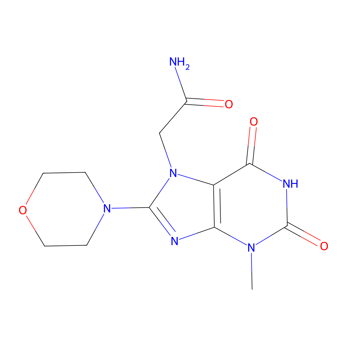 2-(3-Methyl-8-morpholin-4-yl-2,6-dioxo-1,2,3,6-tetrahydro-purin-7-yl)-acetamide molecular structure, CAS 301353-84-4