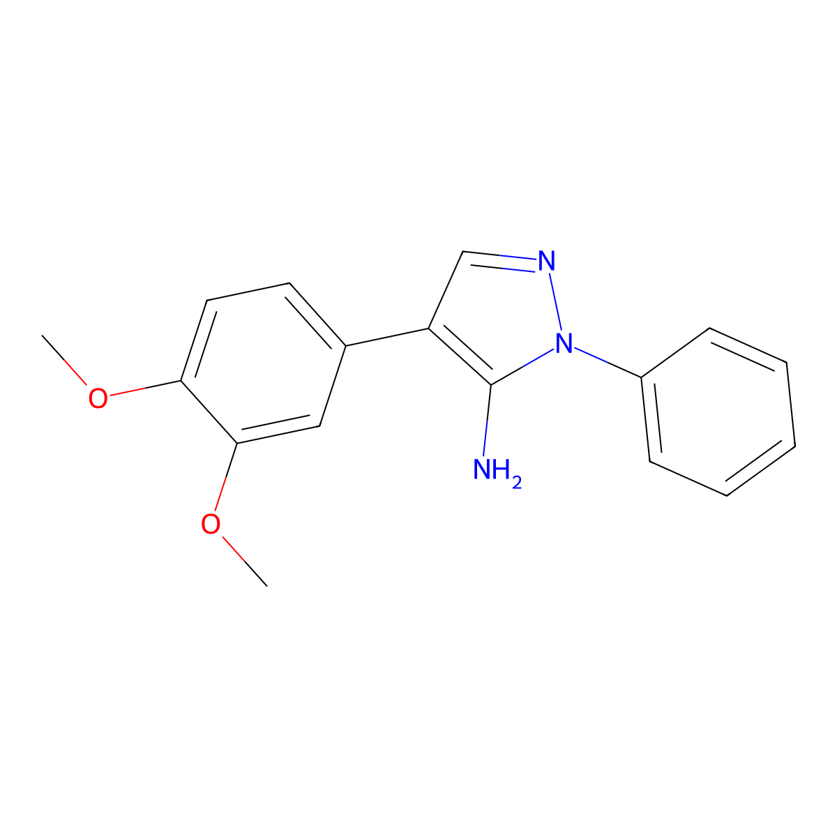 4-(3,4-dimethoxyphenyl)-1-phenyl-1H-pyrazol-5-amine molecular structure, CAS 301353-90-2