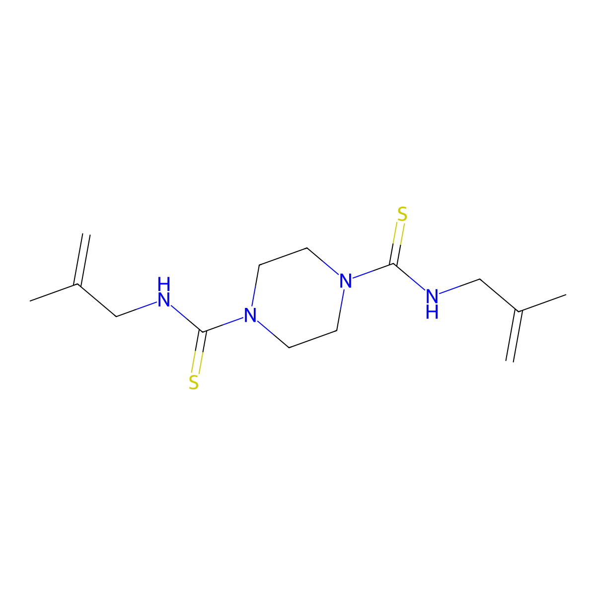 N,N'-bis(2-methylprop-2-en-1-yl)piperazine-1,4-dicarbothioamide molecular structure, CAS 301353-94-6