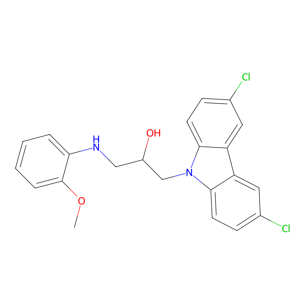 1-(3,6-Dichloro-carbazol-9-yl)-3-(2-methoxy-phenylamino)-propan-2-ol molecular structure, CAS 301353-97-9