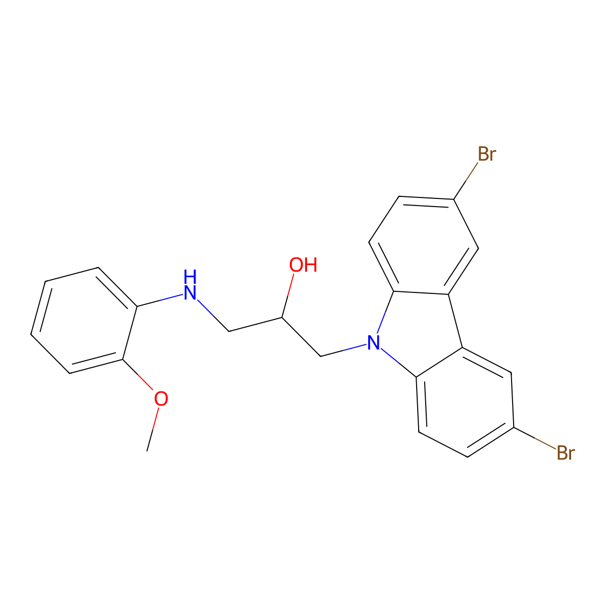 1-(3,6-dibromo-9H-carbazol-9-yl)-3-[(2-methoxyphenyl)amino]propan-2-ol molecular structure, CAS 301353-98-0