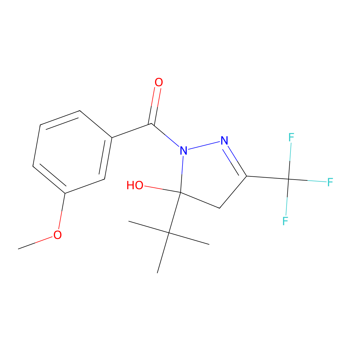 [5-tert-butyl-5-hydroxy-3-(trifluoromethyl)-4H-pyrazol-1-yl]-(3-methoxyphenyl)methanone molecular structure, CAS 301354-34-7
