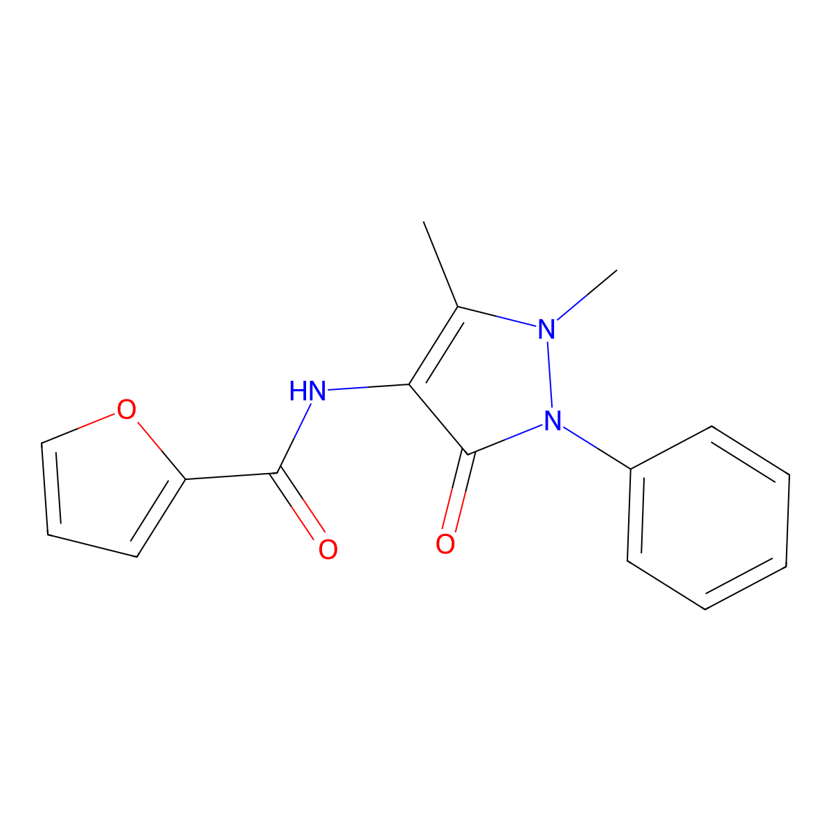 N-(1,5-dimethyl-3-oxo-2-phenylpyrazol-4-yl)furan-2-carboxamide molecular structure, CAS 301354-56-3