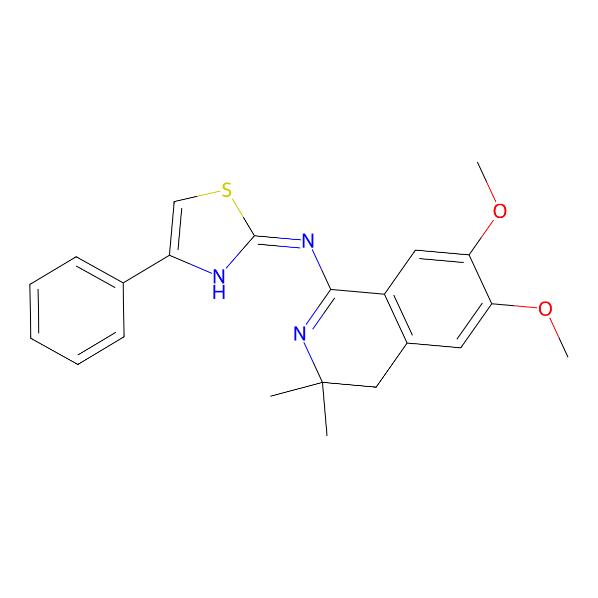 N-(6,7-dimethoxy-3,3-dimethyl-4H-isoquinolin-1-yl)-4-phenyl-1,3-thiazol-2-amine molecular structure, CAS 301354-65-4