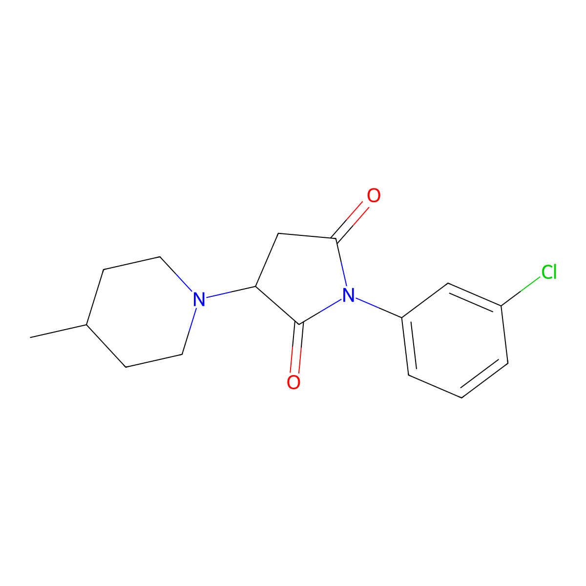 1-(3-Chlorophenyl)-3-(4-methylpiperidino)pyrrolidine-2,5-dione molecular structure, CAS 301354-71-2