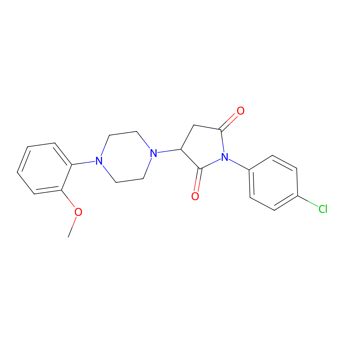 1-(4-Chlorophenyl)-3-[4-(2-methoxyphenyl)piperazin-1-yl]pyrrolidine-2,5-dione molecular structure, CAS 301354-75-6