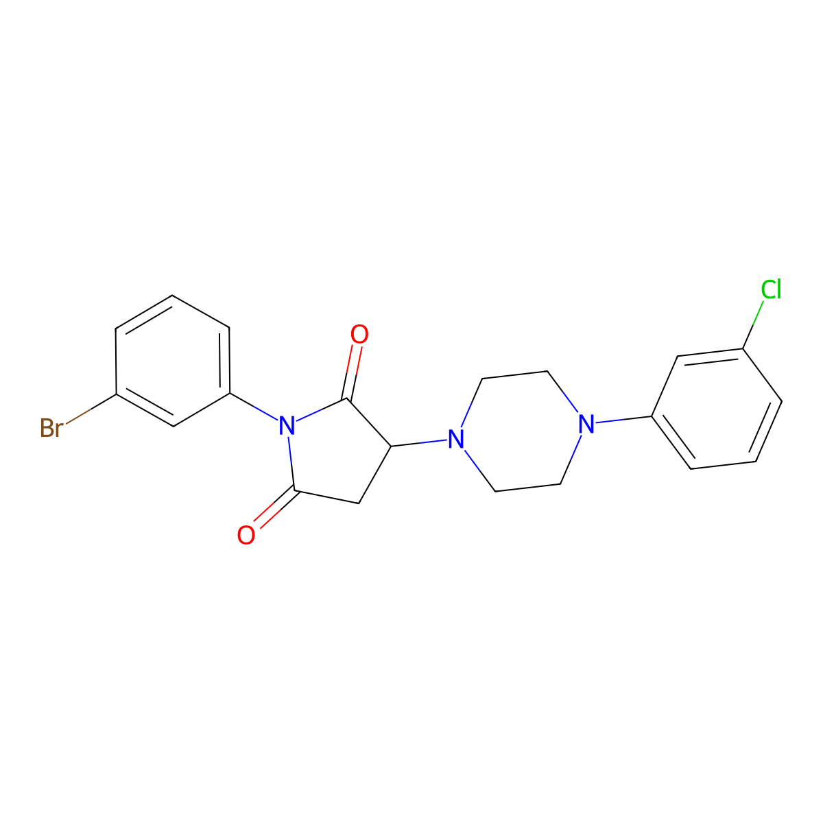 1-(3-Bromophenyl)-3-[4-(3-chlorophenyl)piperazin-1-yl]pyrrolidine-2,5-dione molecular structure, CAS 301354-78-9