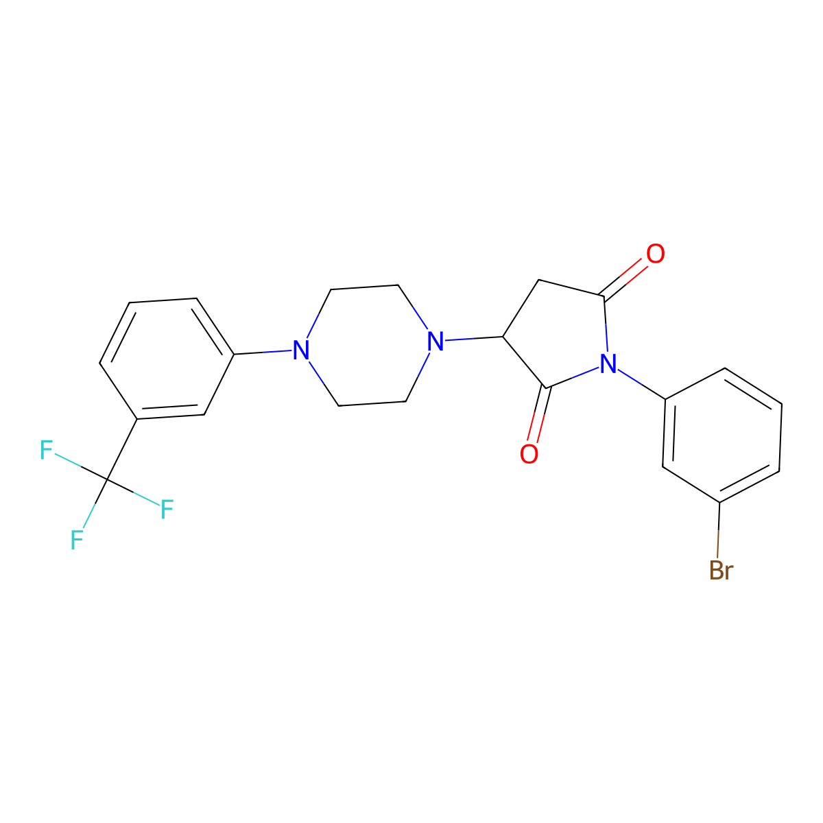 1-(3-Bromophenyl)-3-[4-[3-(trifluoromethyl)phenyl]piperazin-1-yl]pyrrolidine-2,5-dione molecular structure, CAS 301354-81-4