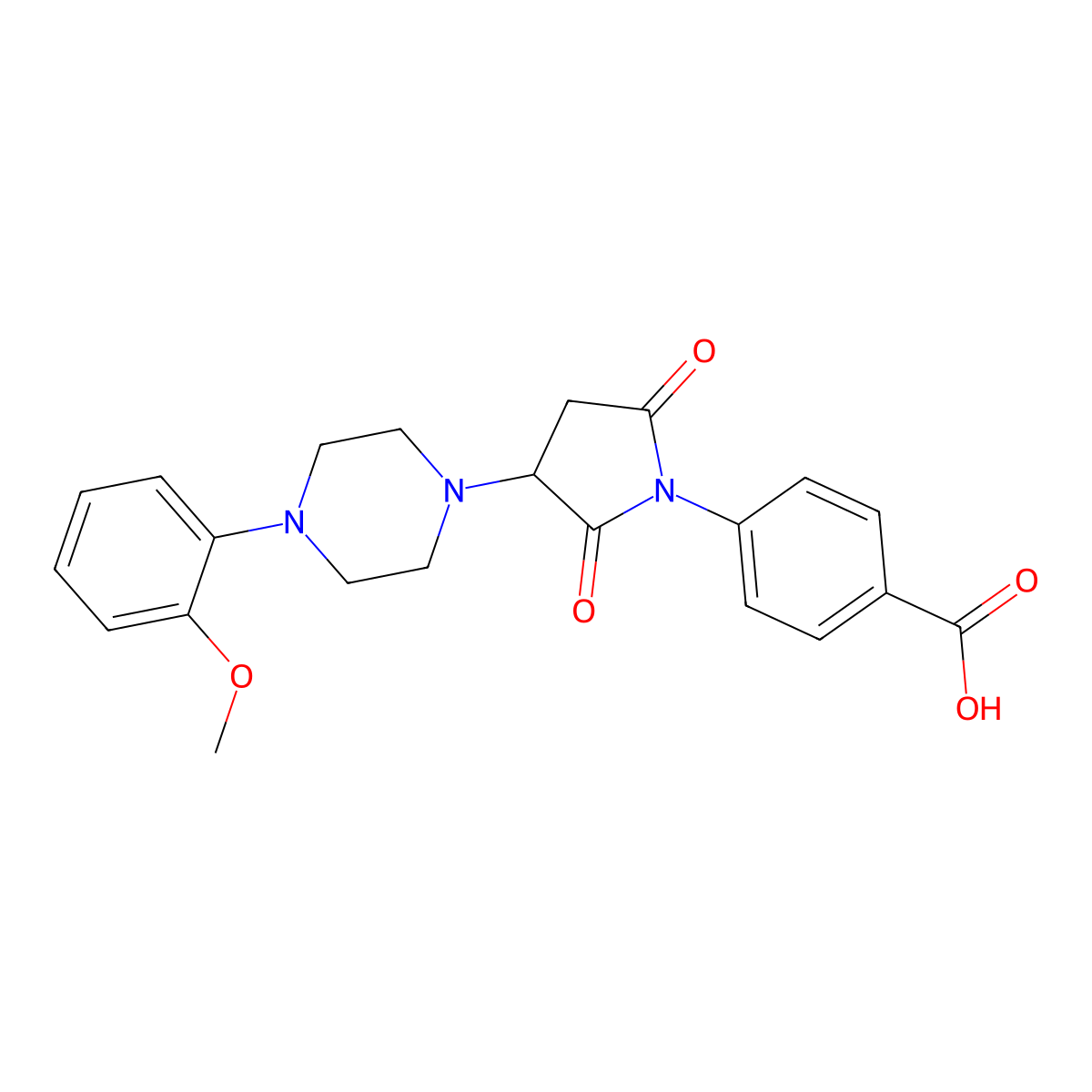 4-{3-[4-(2-Methoxyphenyl)piperazin-1-yl]-2,5-dioxopyrrolidin-1-yl}benzoic acid molecular structure, CAS 301354-83-6
