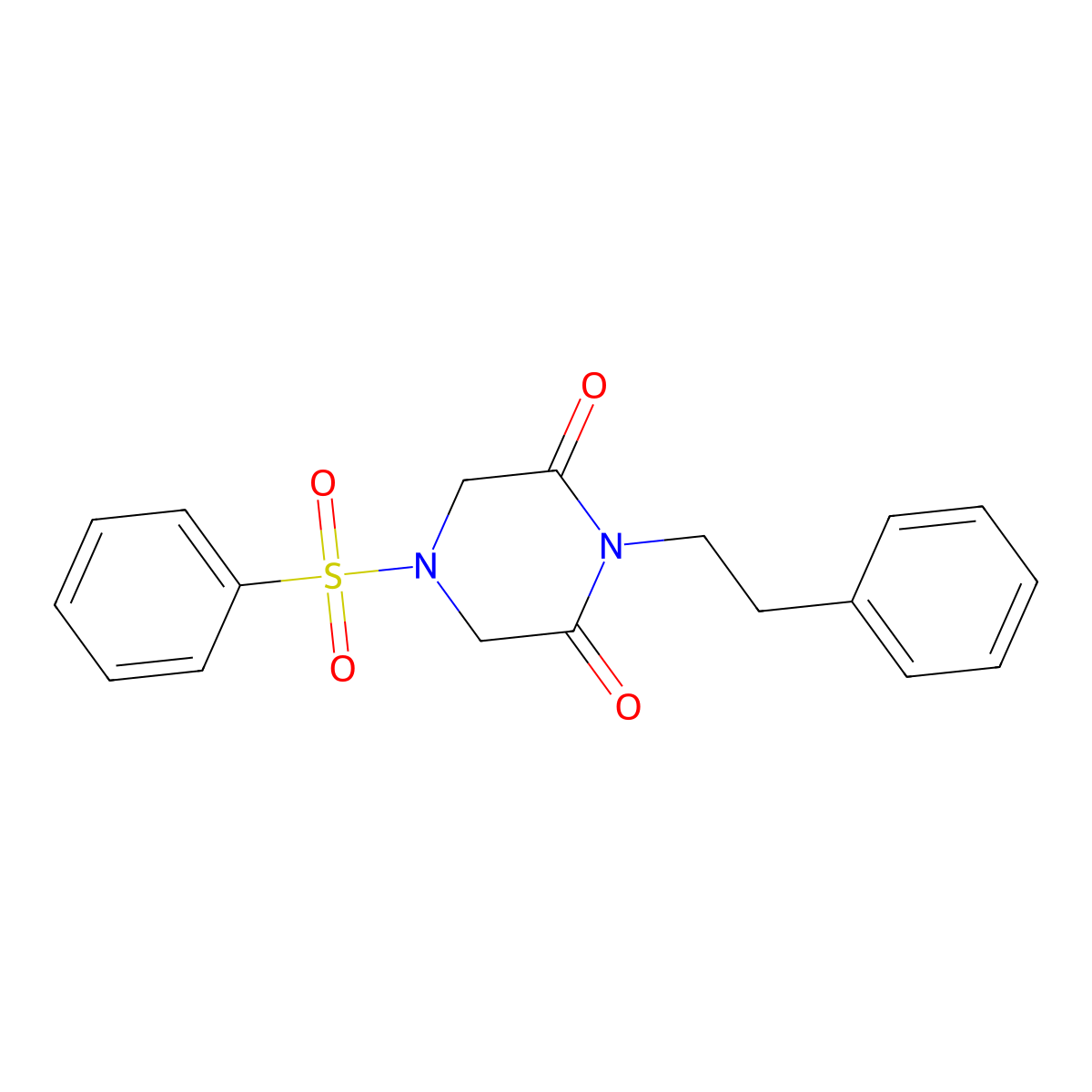 1-(2-Phenylethyl)-4-(phenylsulfonyl)-2,6-piperazinedione molecular structure, CAS 301354-91-6